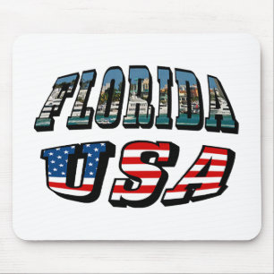 Florida State and USA Flag Text Mouse Pad