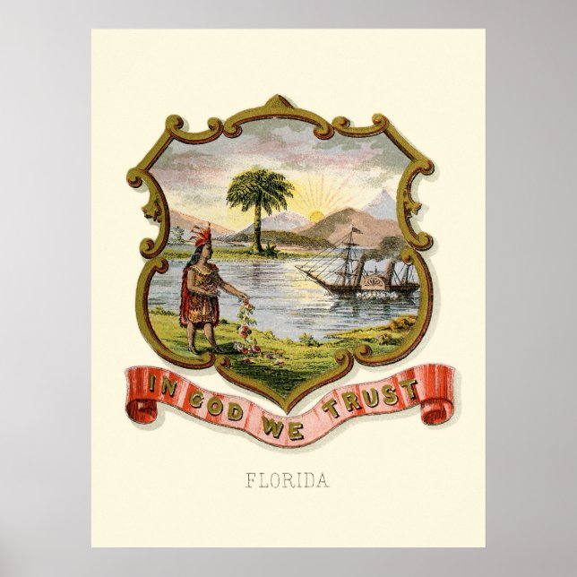 Florida state coat of arms (1876) poster (Front)