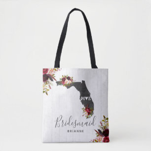 Florida State Destination Rustic Wedding Monogram Tote Bag