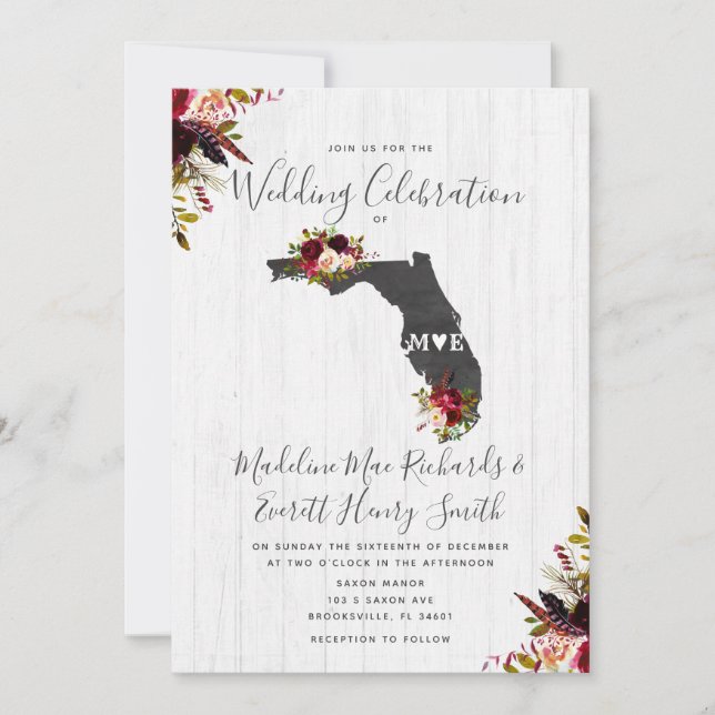 Florida State Destination Wedding Invitation (Devant)