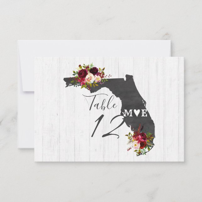 Florida State Destination Wedding Numéros de table (Devant)