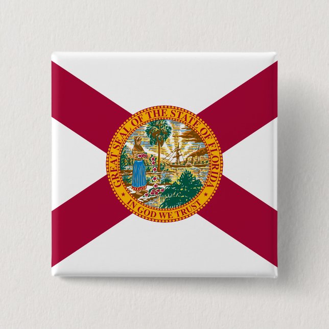 Florida State Flag 2 Inch Square Button (Front)