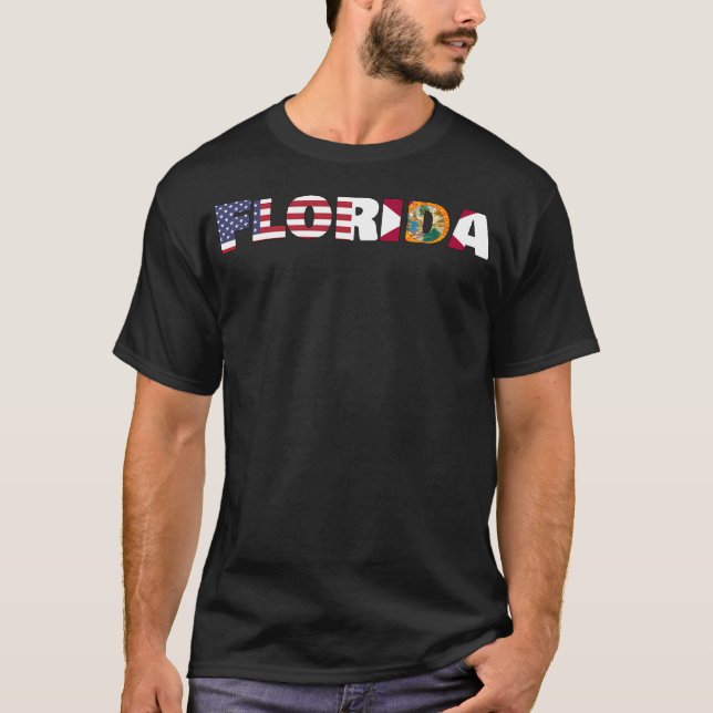 Florida State Flag American Flag T-Shirt (Front)