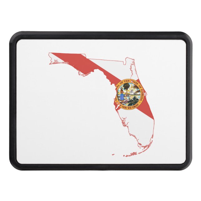 Florida State Flag and Map Trailer Hitch Cover (Front)