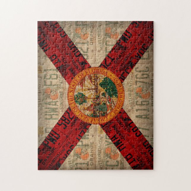 Florida State Flag License Plate Art Jigsaw Puzzle (Vertical)