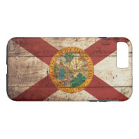 Florida State Flag on Old Wood Grain