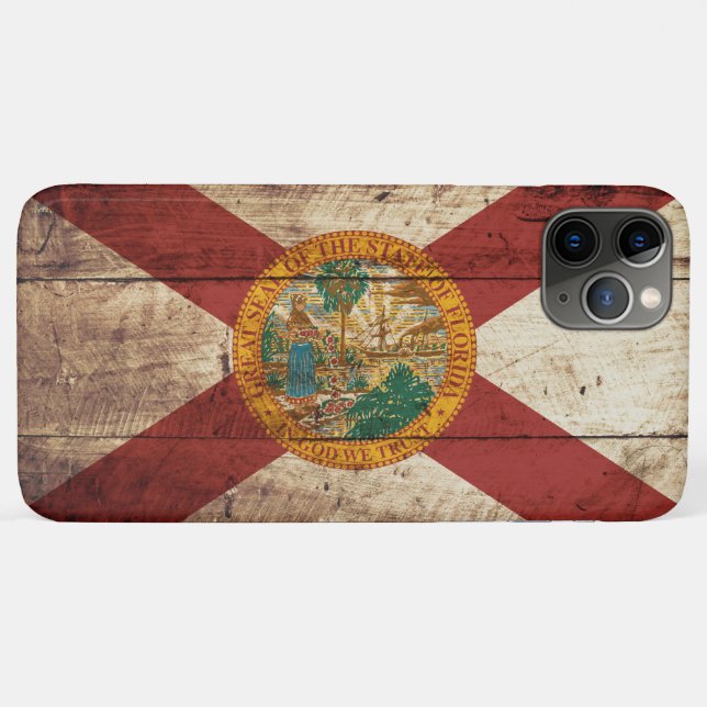 Florida State Flag on Old Wood Grain Case-Mate iPhone Case (Back (Horizontal))
