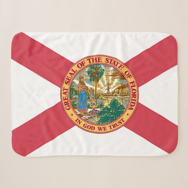 Florida State Flag Print Patriotic Sherpa Blanket (Front (Horizontal))