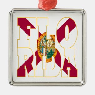 Florida state flag text metal ornament