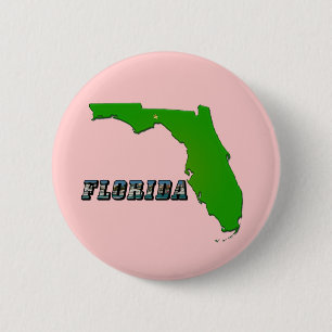 Florida State Map and Text 2 Inch Round Button