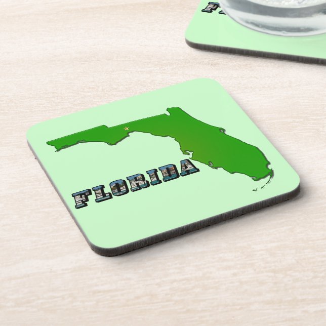 Florida State Map and Text Coaster (Left Side)