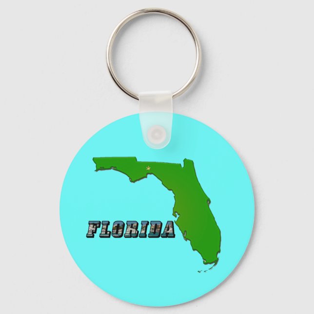 Florida State Map and Text Keychain (Front)