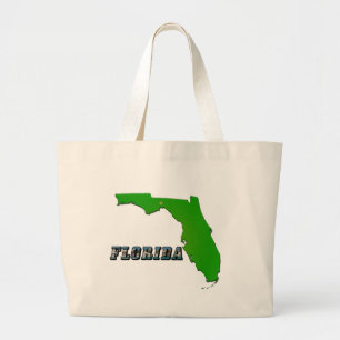 Florida State Map and Text Large Tote Bag