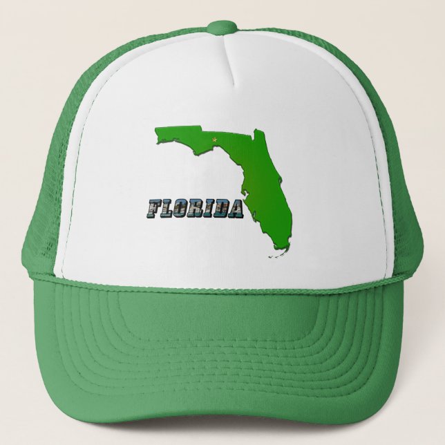 Florida State Map and Text Trucker Hat (Front)
