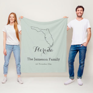 Florida state map outline family personalized      fleece blanket