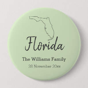 Florida State Map Personalized Family Reunion    4 Inch Round Button