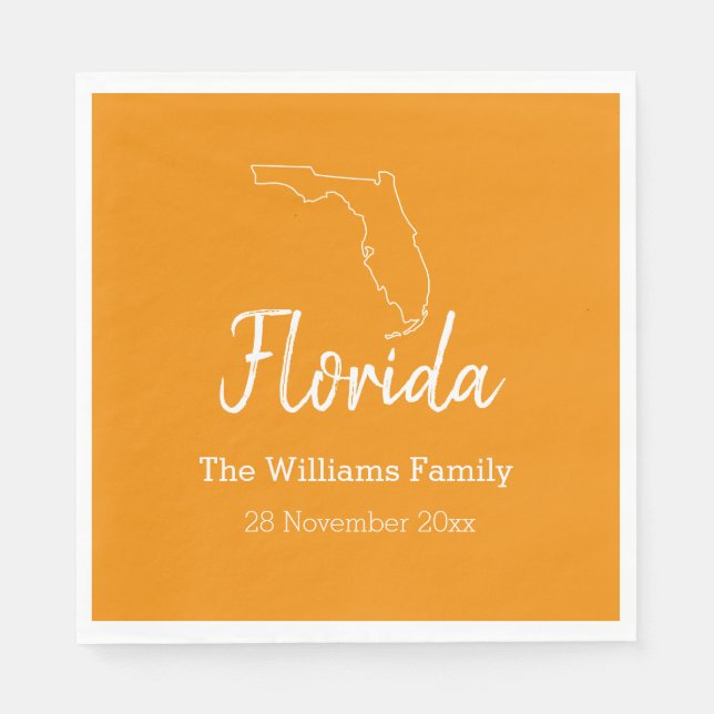 Florida State Map Personalized Family Reunion    Napkin (Front)