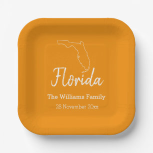 Florida State Map Personalized Family Reunion Paper Plate