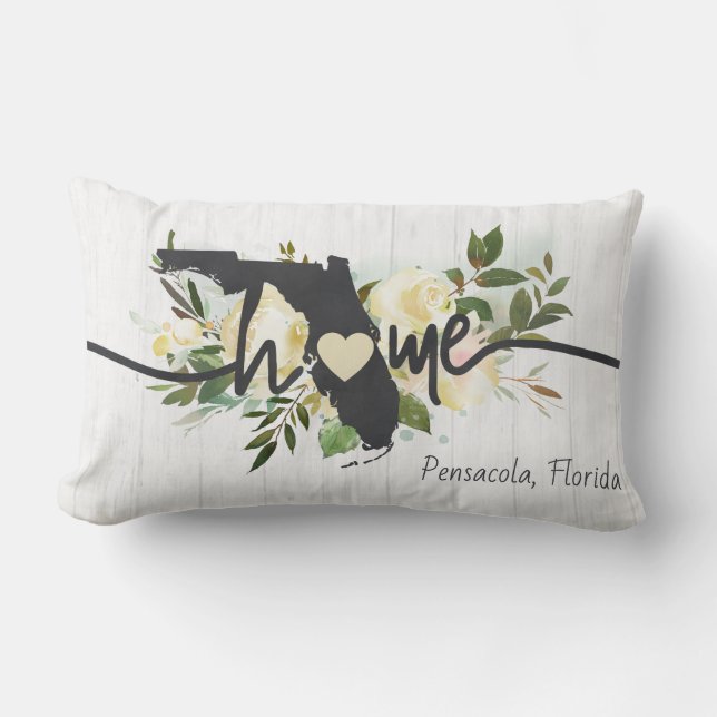 Florida State Personalized Your Home City Rustic Lumbar Pillow (Front)