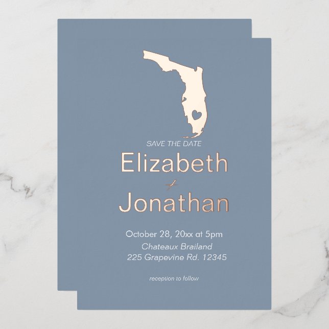Florida State Silhouette Destination Wedding Rose  (Front/Back)