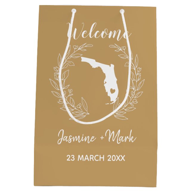 Florida State Silhouette Wedding Anniversary  Medium Gift Bag (Back)