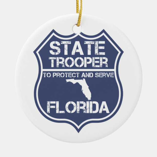 Florida State Trooper To Protect And Serve Ceramic Ornament (Front)