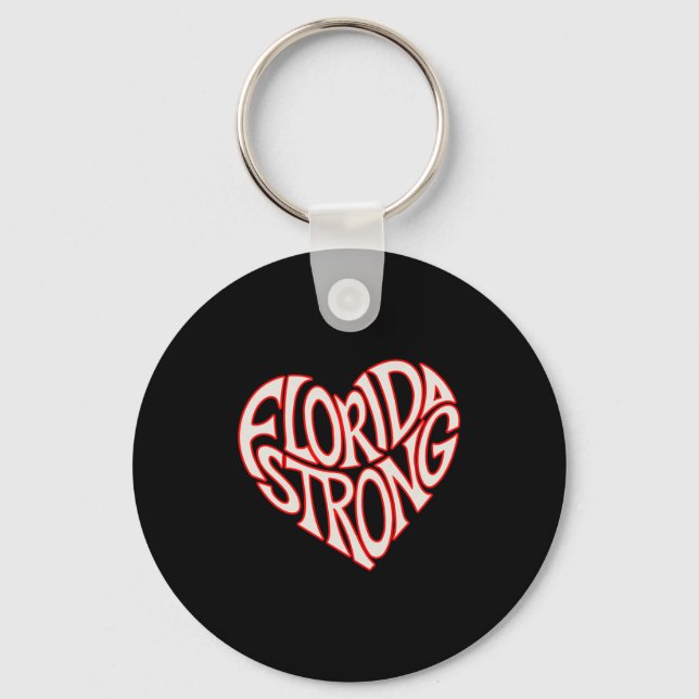 Florida Strong Heart State Pride Tygraphy T Shirt  Keychain (Front)