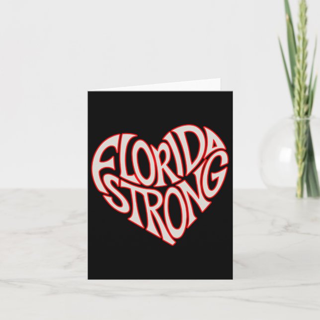 Florida Strong Heart State Pride Typography  Card (Front)