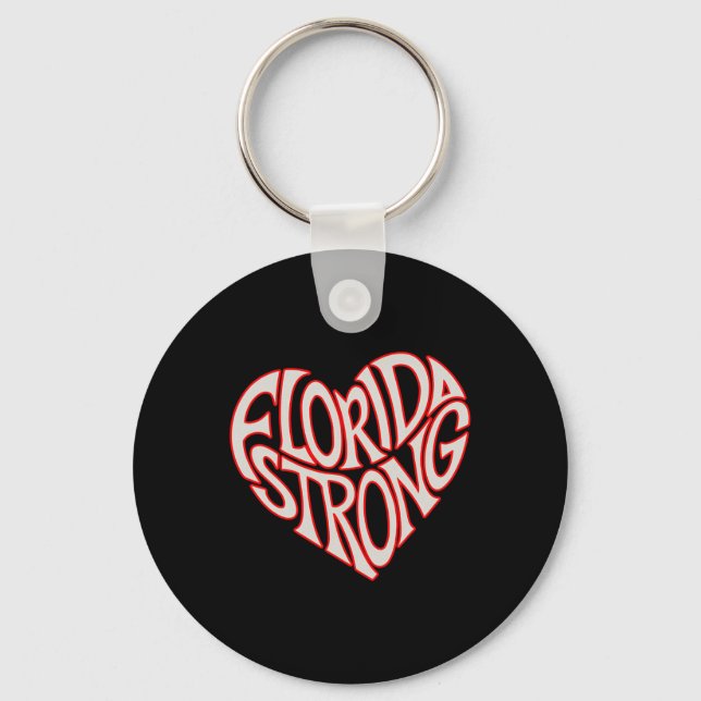 Florida Strong Heart State Pride Typography  Keychain (Front)