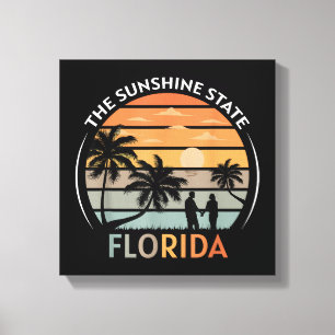 Florida Summer Beach Vintage Sunset Canvas Print