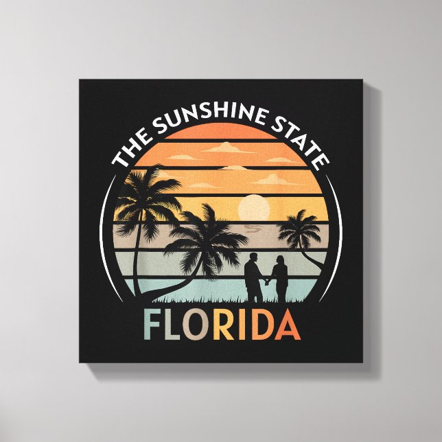 Florida Summer Beach Vintage Sunset Canvas Print (Front)