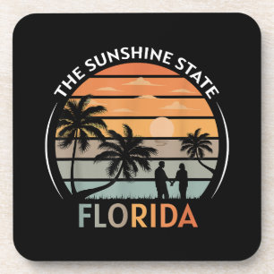 Florida Summer Beach Vintage Sunset Coaster