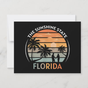 Florida Summer Beach Vintage Sunset Holiday Card