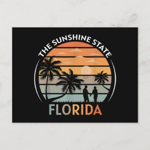 Florida Summer Beach Vintage Sunset Holiday Postcard