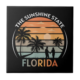 Florida Summer Beach Vintage Sunset Tile