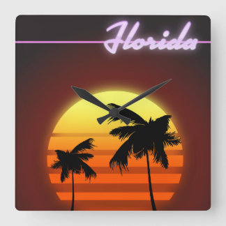Florida Sunset 1984 poster Square Wall Clock