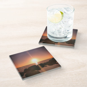 Florida Sunset on the beach Natural Photography Glass Coaster