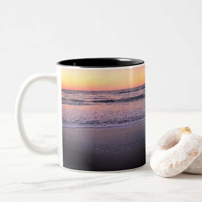 Florida Sunset Photo Two-Tone Coffee Mug (With Donut)