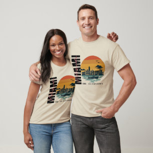 Florida Sunset Skyline Retro Miami Beach T-Shirt