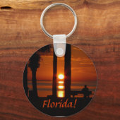 Florida! Sunset Thru 2 Palm Trees Keychain (Front)