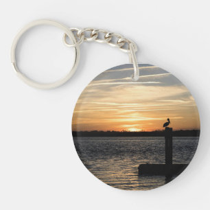 Florida Sunset with Pelican Keychain