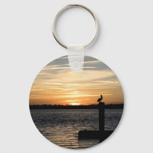 Florida Sunset with Pelican Keychain