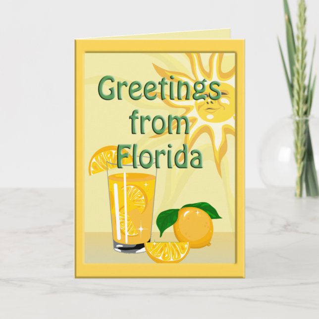 Florida Sunshine & Oranges Greetings Card (Front)