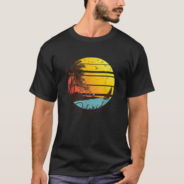 Florida Sunshine State Retro Summer Tropical Beach T-Shirt (Front)