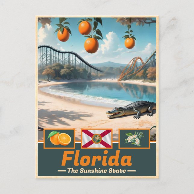 Florida Surreal State Symbols & Wonders Postcard (Front)