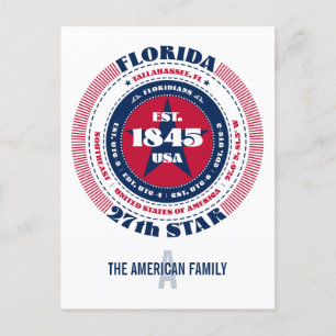 Florida, Tallahassee, FL, Patriotic, Monogram Postcard