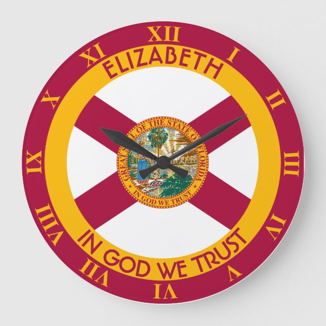 Florida The Sunshine State Personalized Flag Large Clock (Front)