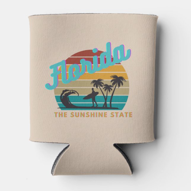 Florida The Sunshine State Retro Sunset  Can Cooler (Front)