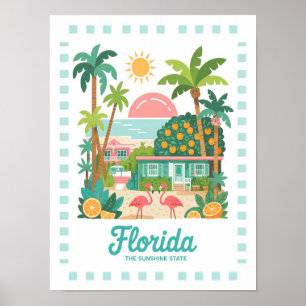 Florida the Sunshine State USA Summer Travel Poster