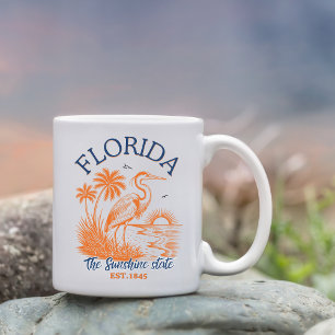 Florida The Sunshine State with Heron & Palm Tree  Coffee Mug
